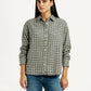 Women's Checkered Green Relaxed Fit Shirt - Front View