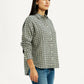 Women's Checkered Green Relaxed Fit Shirt - Side View