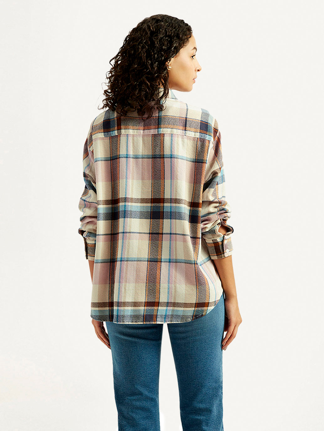 Women's Checkered Slim Fit Shirt - Back View