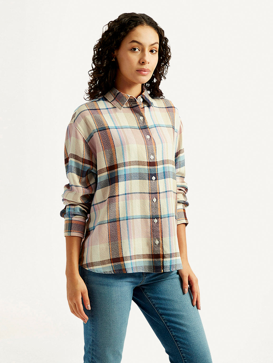 Women's Checkered Slim Fit Shirt - Side View