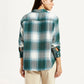Women's Plaid Green Relaxed Fit Shirt - Back View
