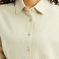 Women's Striped Beige Relaxed Fit Shirt - Detail View