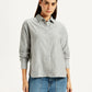 Women's Striped Grey Relaxed Fit Shirt - Front View