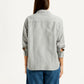 Women's Striped Grey Relaxed Fit Shirt - Back View