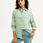 Women's Textured Light Green Relaxed Fit Shirt - Elevated View