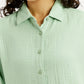 Women's Textured Light Green Relaxed Fit Shirt - Detail View