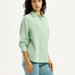 Women's Textured Light Green Relaxed Fit Shirt - Side View