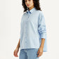 Women's Solid Light Blue Relaxed Fit Shirt - Side View