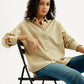 Women's Solid Beige Relaxed Fit Shirt - Elevated View