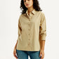 Women's Solid Beige Relaxed Fit Shirt - Styleshot View