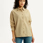 Women's Solid Beige Relaxed Fit Shirt - Front View