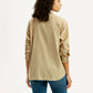 Women's Solid Beige Relaxed Fit Shirt - Back View