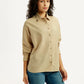 Women's Solid Beige Relaxed Fit Shirt - Side View