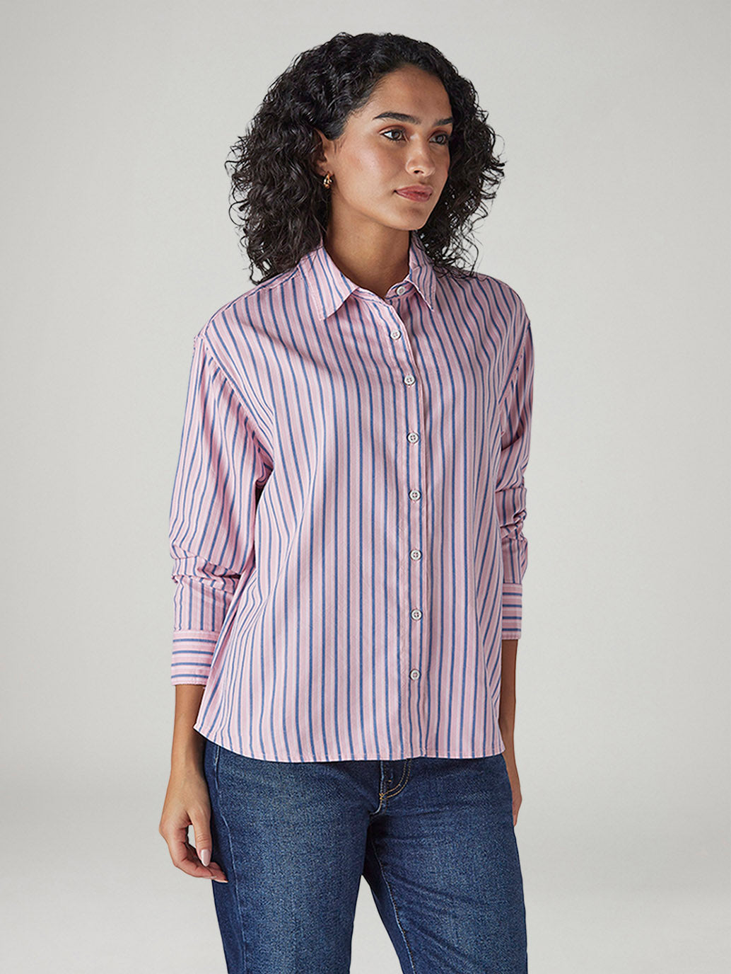 Men's Striped Relaxed Fit Shirt - Side View