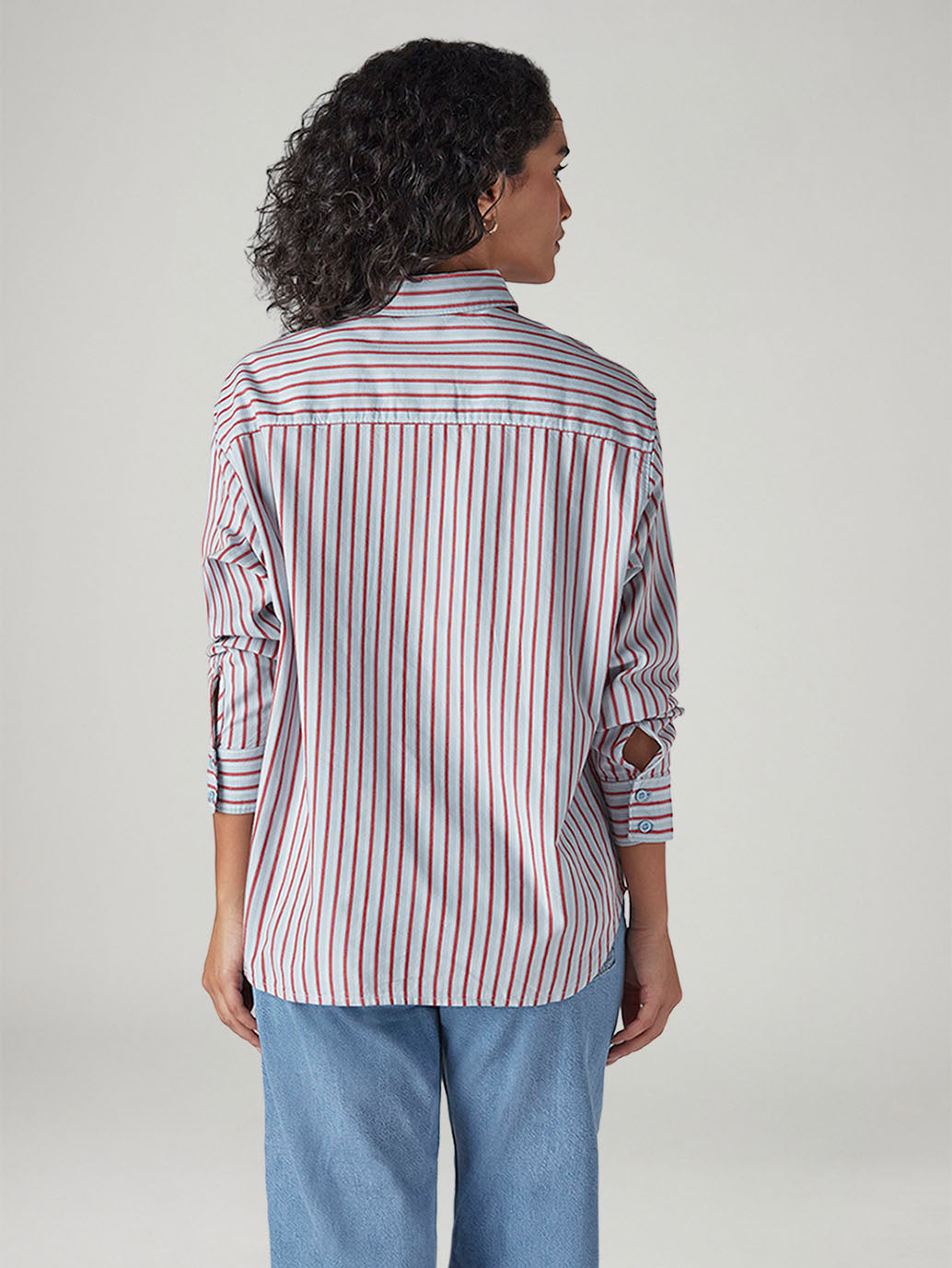 Men's Striped Relaxed Fit Shirt - Back View