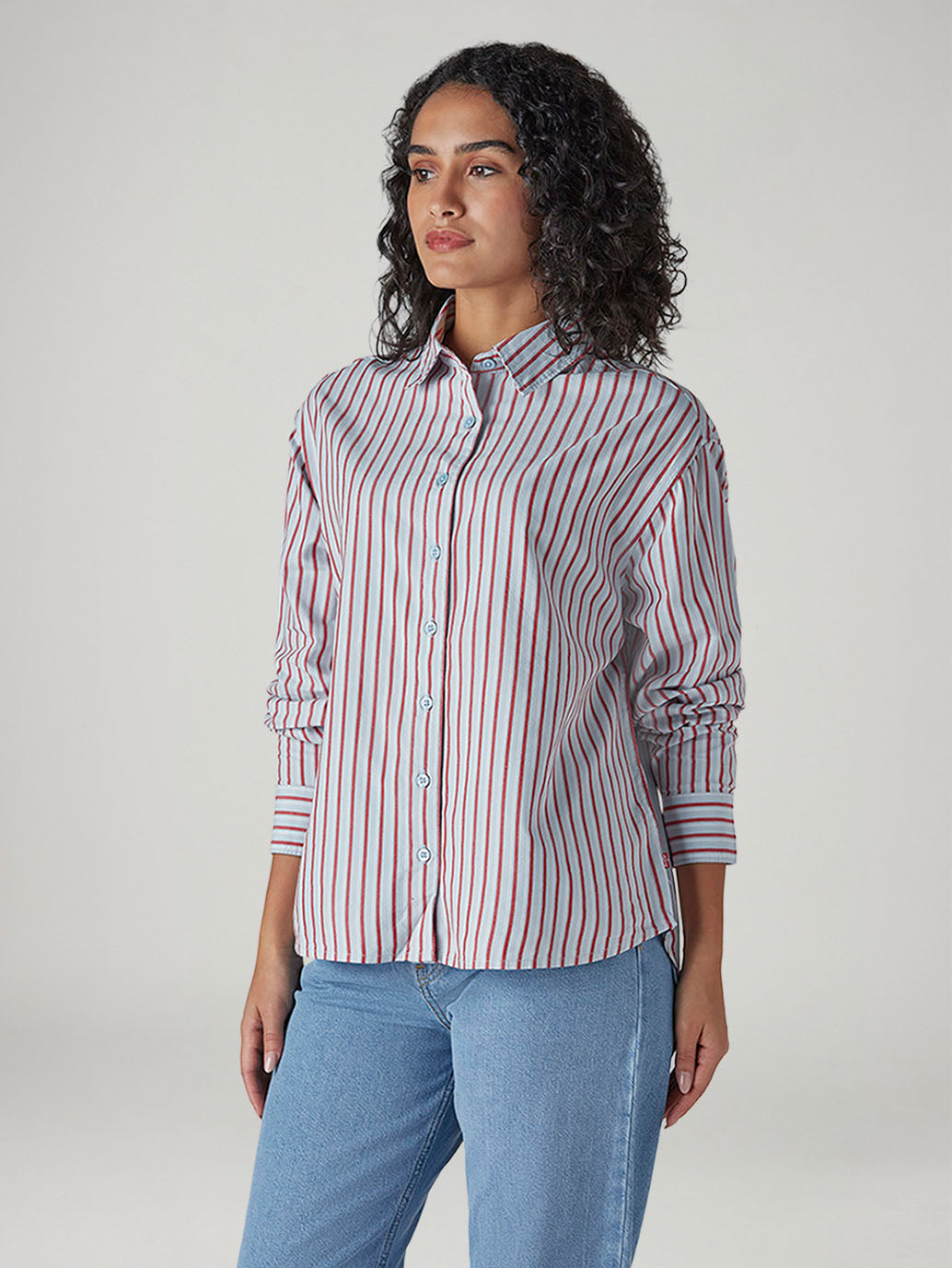 Men's Striped Relaxed Fit Shirt - Side View