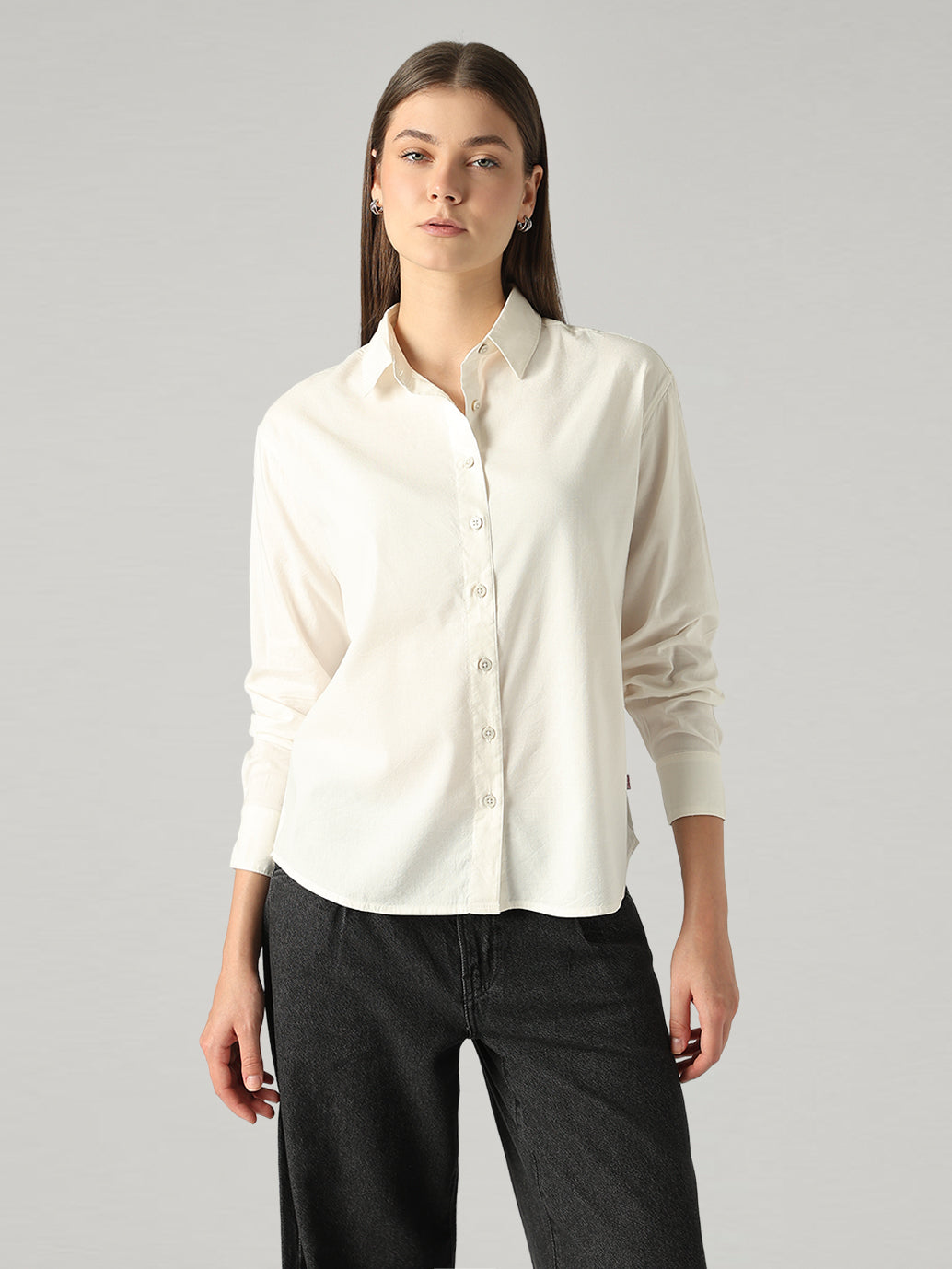 Women's Solid Relaxed Fit Shirt - Front View
