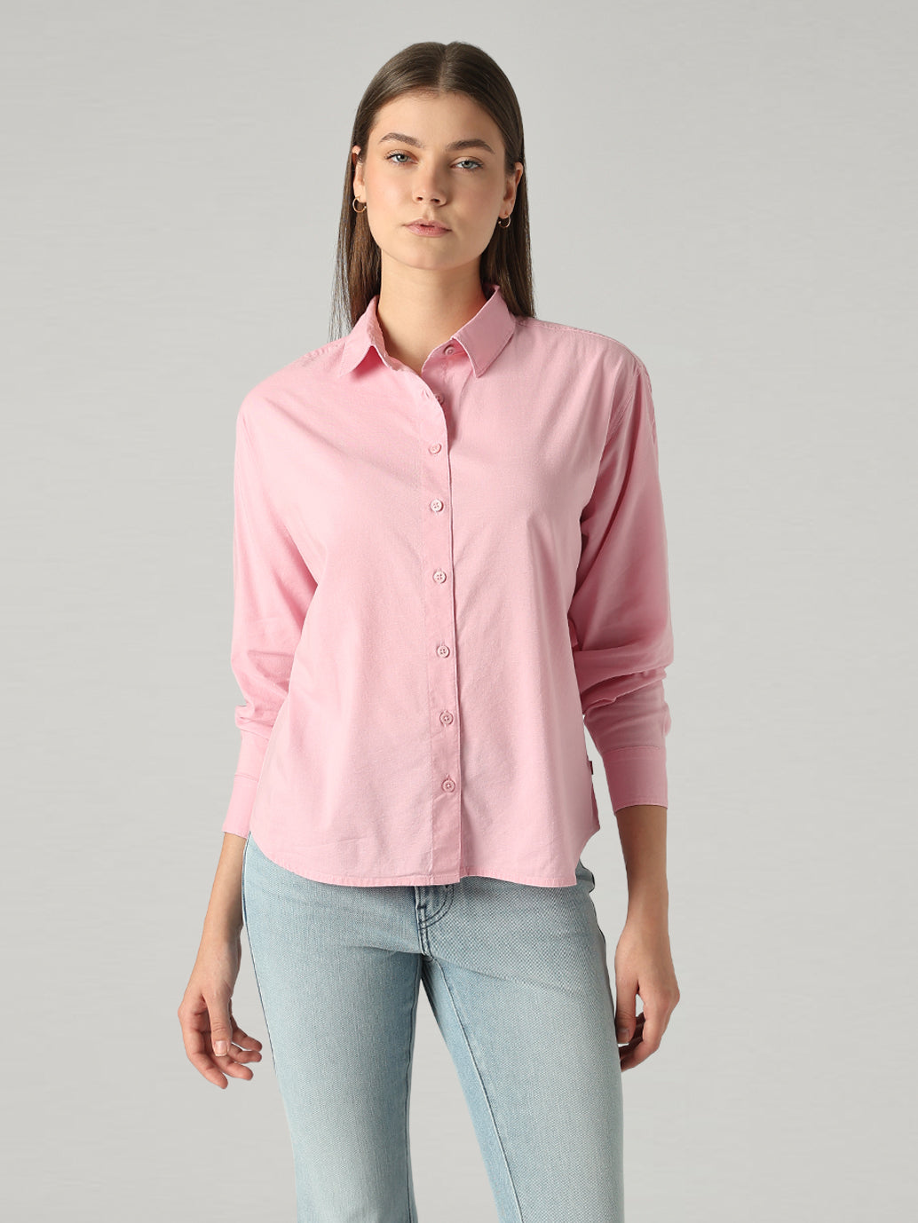 Women's Solid Relaxed Fit Shirt - Front View