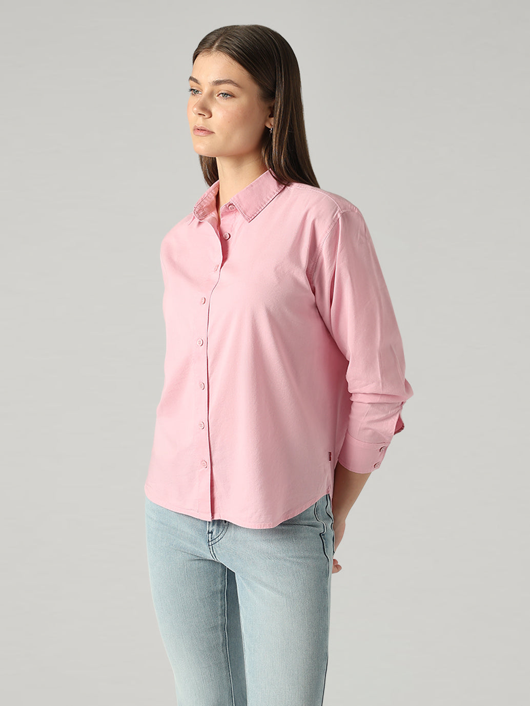 Women's Solid Relaxed Fit Shirt - side View