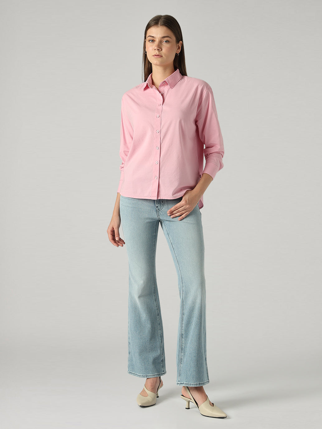 Women's Solid Relaxed Fit Shirt - full View