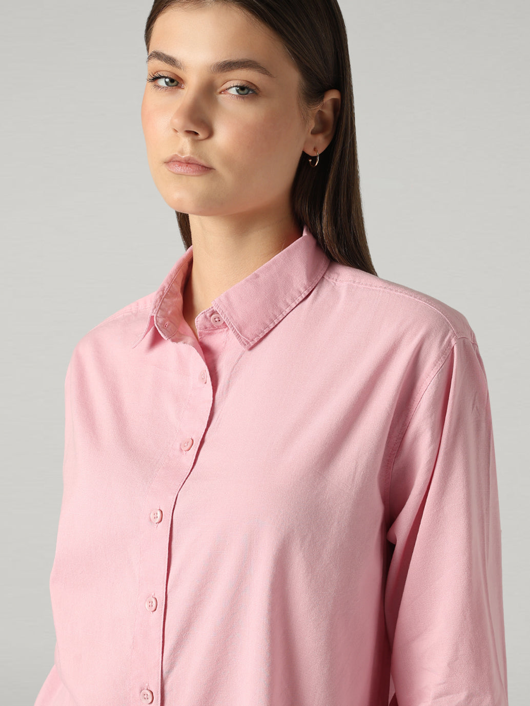 Women's Solid Relaxed Fit Shirt - detail View