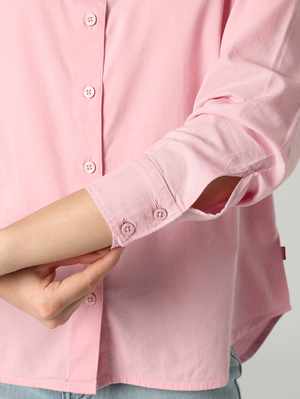 Women's Solid Relaxed Fit Shirt - detail View