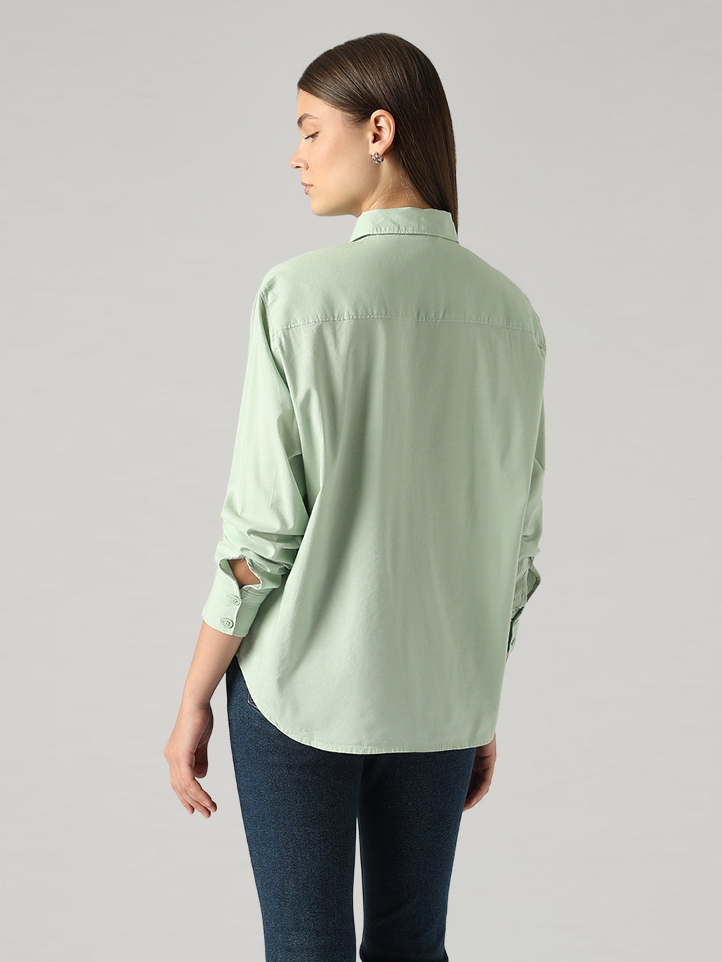 Women's Solid Relaxed Fit Shirt - Back View