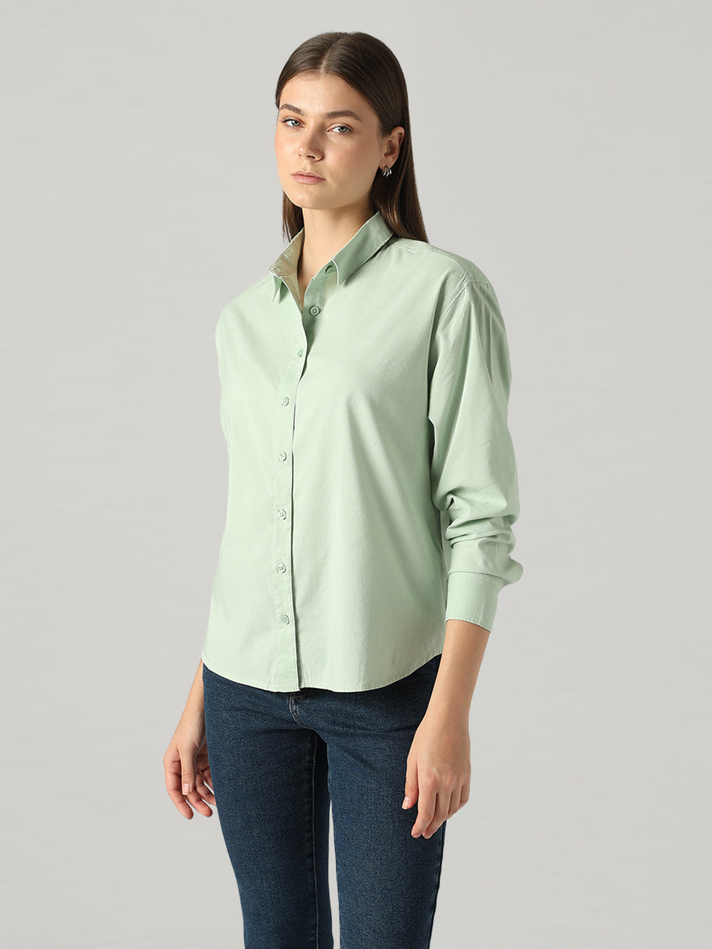 Women's Solid Relaxed Fit Shirt - side View