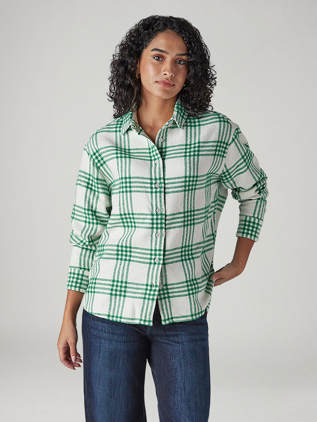 Women's Checkered Relaxed Fit Overshirt