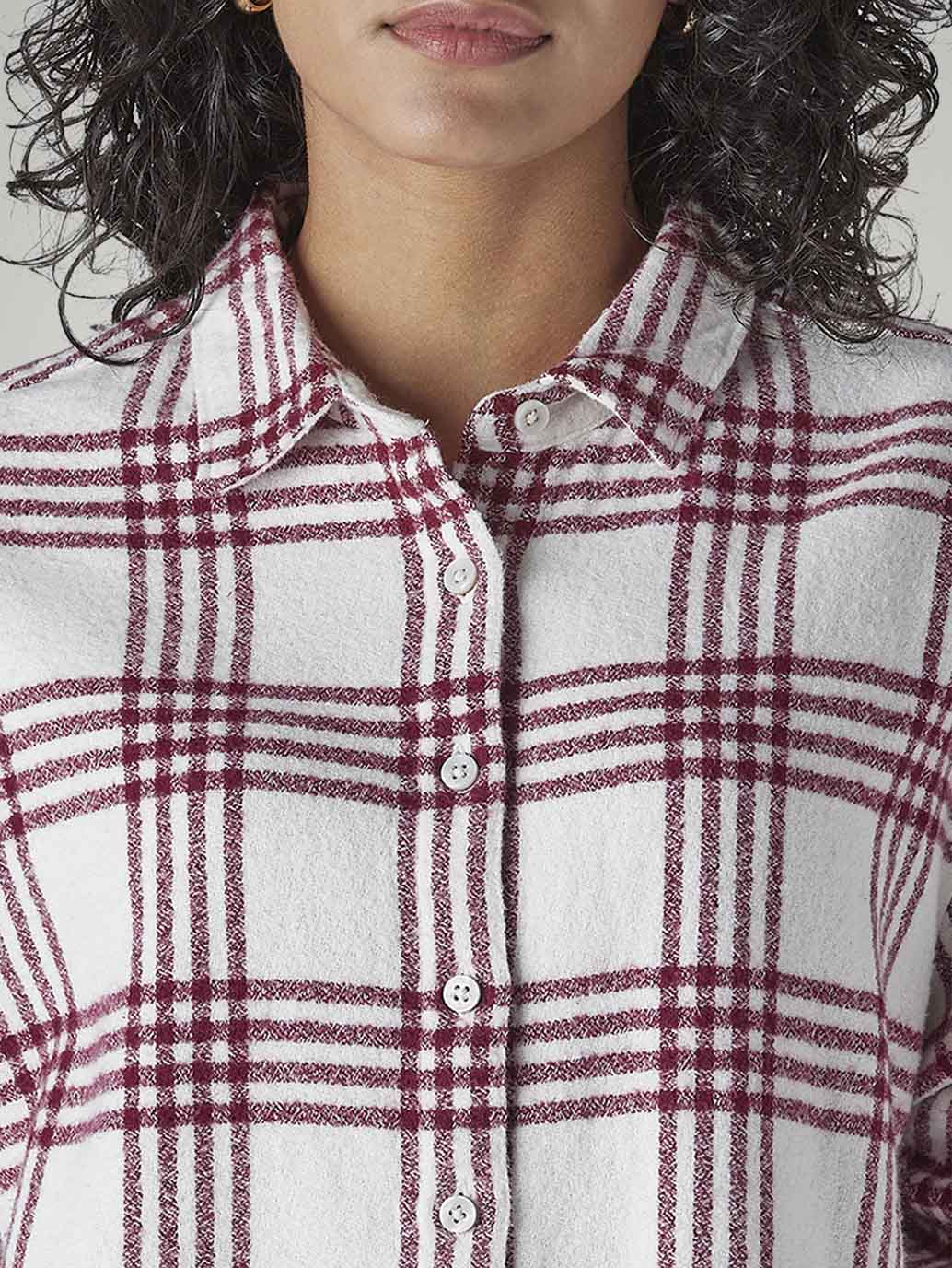 Men's Checkered Relaxed Fit Overshirt - Detail View