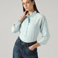 Women's Embroidery Detail Relaxed Fit Poplin Shirt - Styleshot View