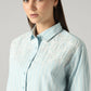 Women's Embroidery Detail Relaxed Fit Poplin Shirt - Detail View