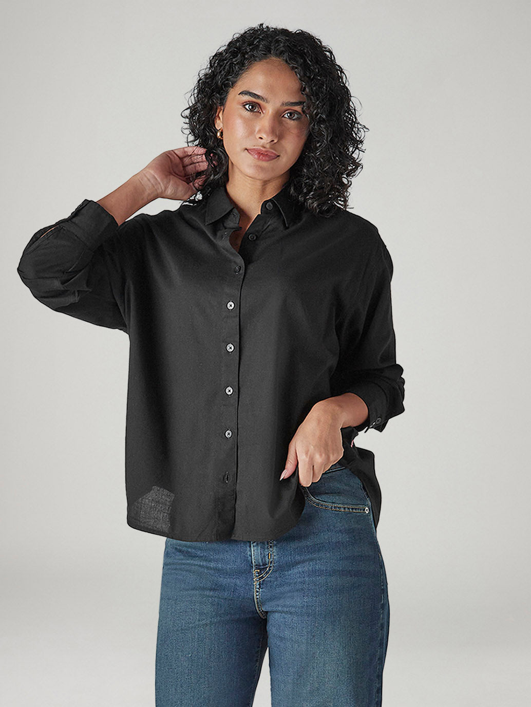 Women's Solid Relaxed Fit Poplin Shirt