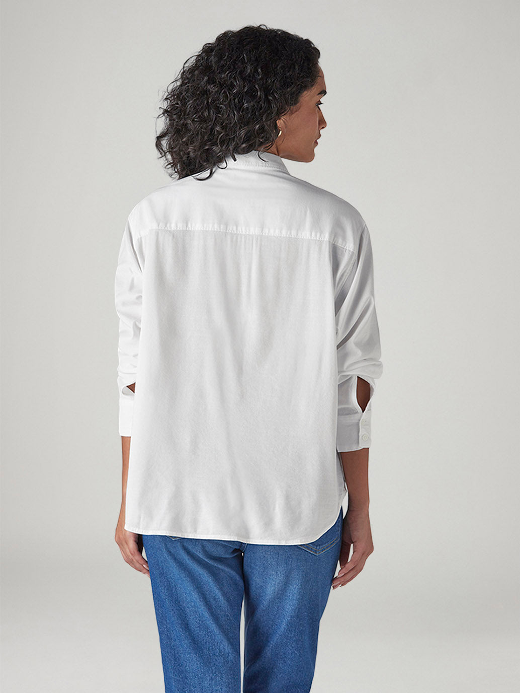 Women's Solid Relaxed Fit Poplin Shirt - Back View