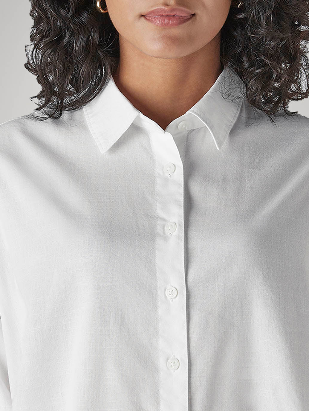 Women's Solid Relaxed Fit Poplin Shirt - Detail View