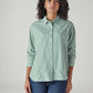 Women's Striped Relaxed Fit Poplin Shirt - Front View
