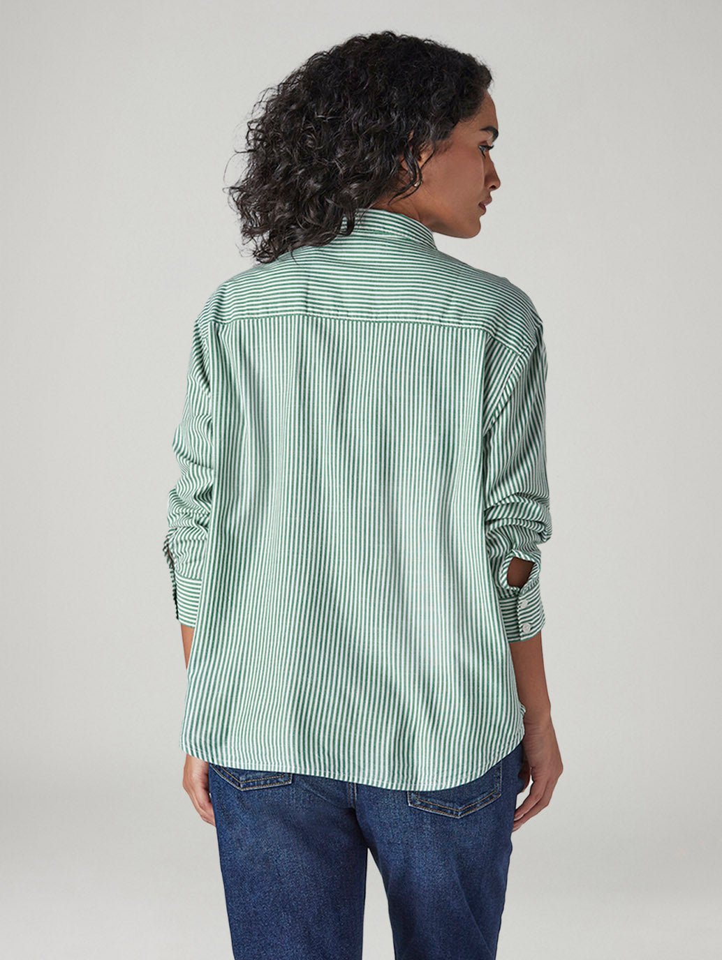Women's Striped Relaxed Fit Poplin Shirt - Back View