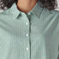 Women's Striped Relaxed Fit Poplin Shirt - Detail View