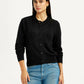 Women's Self Design Black Round Neck Sweater - Styleshot View