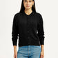 Women's Self Design Black Round Neck Sweater - Front View