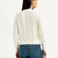 Women's Self Design Cream Round Neck Sweater - Back View