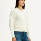 Women's Self Design Cream Round Neck Sweater - Side View