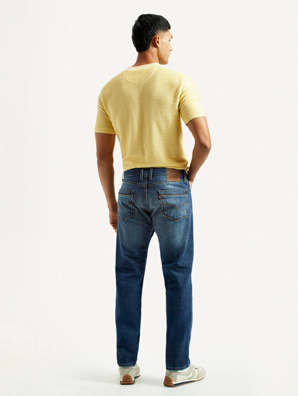 Men's 505 Blue Straight Fit Mid Rise Jeans - Back View