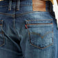 Men's 505 Blue Straight Fit Mid Rise Jeans - Detail View