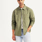 Men's Solid Olive Relaxed Fit Shirt - Styleshot View