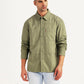 Men's Solid Olive Relaxed Fit Shirt - Front View