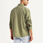 Men's Solid Olive Relaxed Fit Shirt - Back View