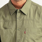 Men's Solid Olive Relaxed Fit Shirt - Detail View