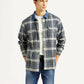 Men's Checkered Grey Relaxed Fit Shirt - Styleshot View