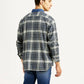 Men's Checkered Grey Relaxed Fit Shirt - Back View